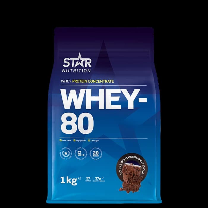 Whey-80 Myseprotein 1 kg Double Rich Chocolate bilde 1